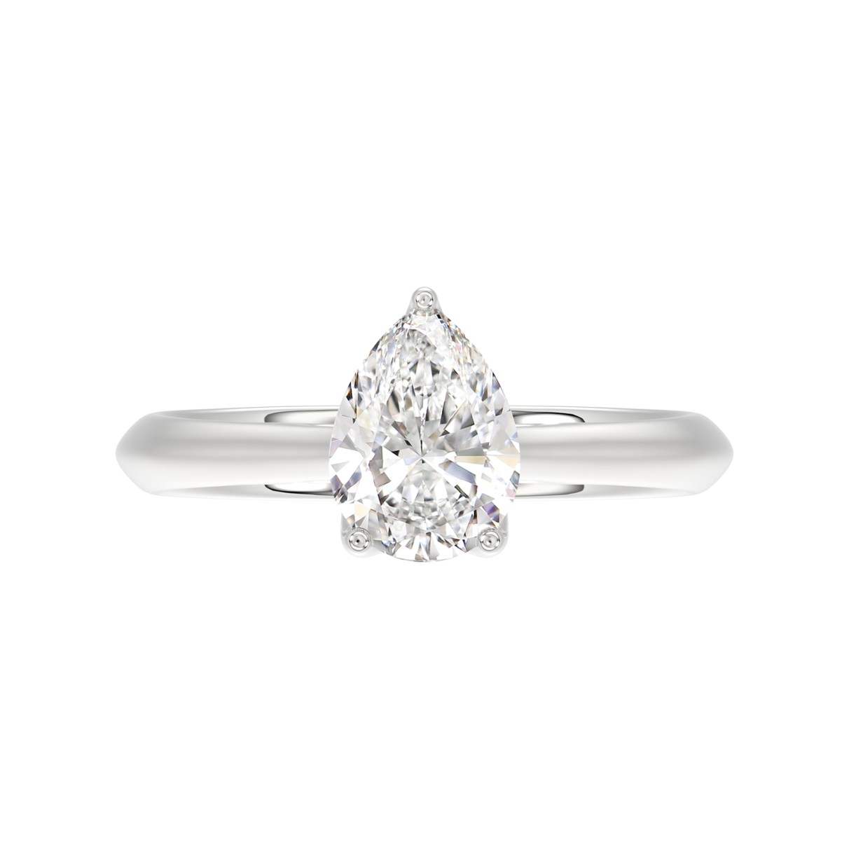 LADIES SOLITAIRE RING 1 1/2CT PEAR DIAMOND 14K WHITE GOLD