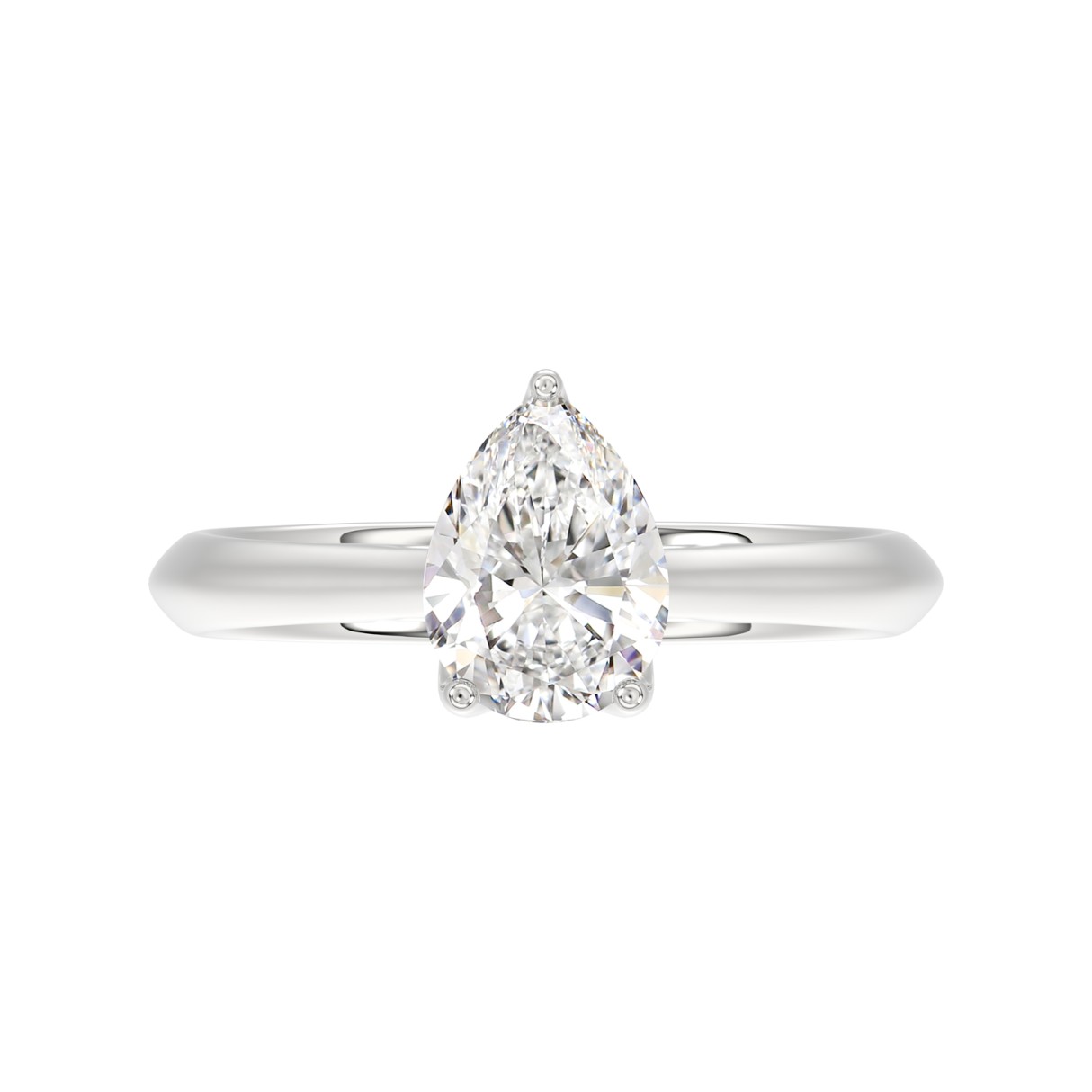 LADIES SOLITAIRE RING 1 1/2CT PEAR DIAMOND 14K WHITE GOLD