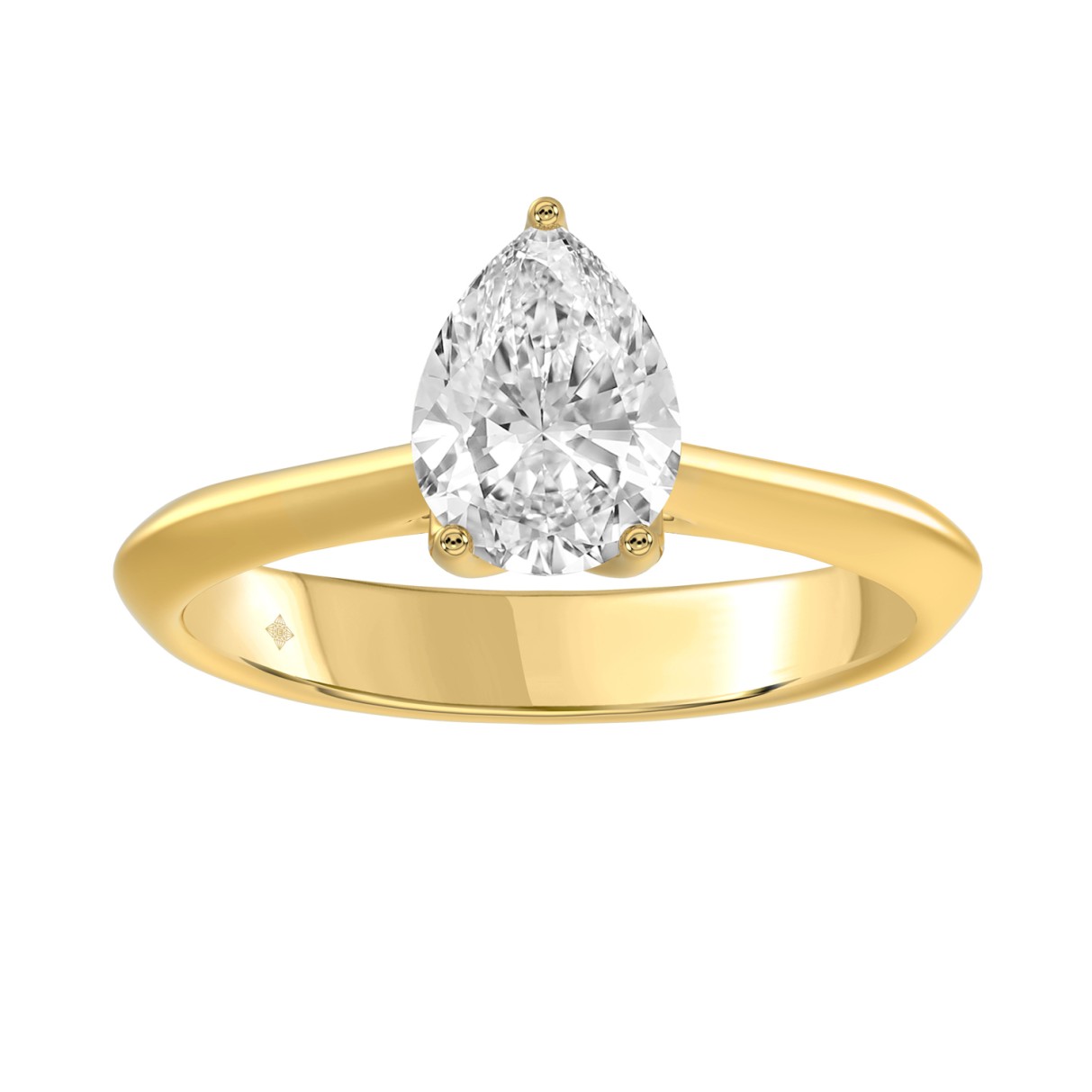 LADIES SOLITAIRE RING 1 1/2CT PEAR DIAMOND 14K YEL...