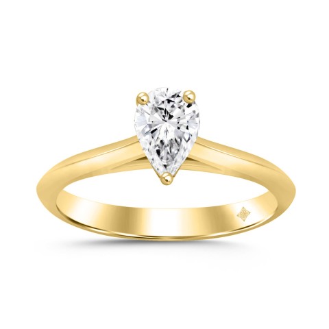 LADIES SOLITAIRE RING 1 1/2CT PEAR DIAMOND 14K YELLOW GOLD