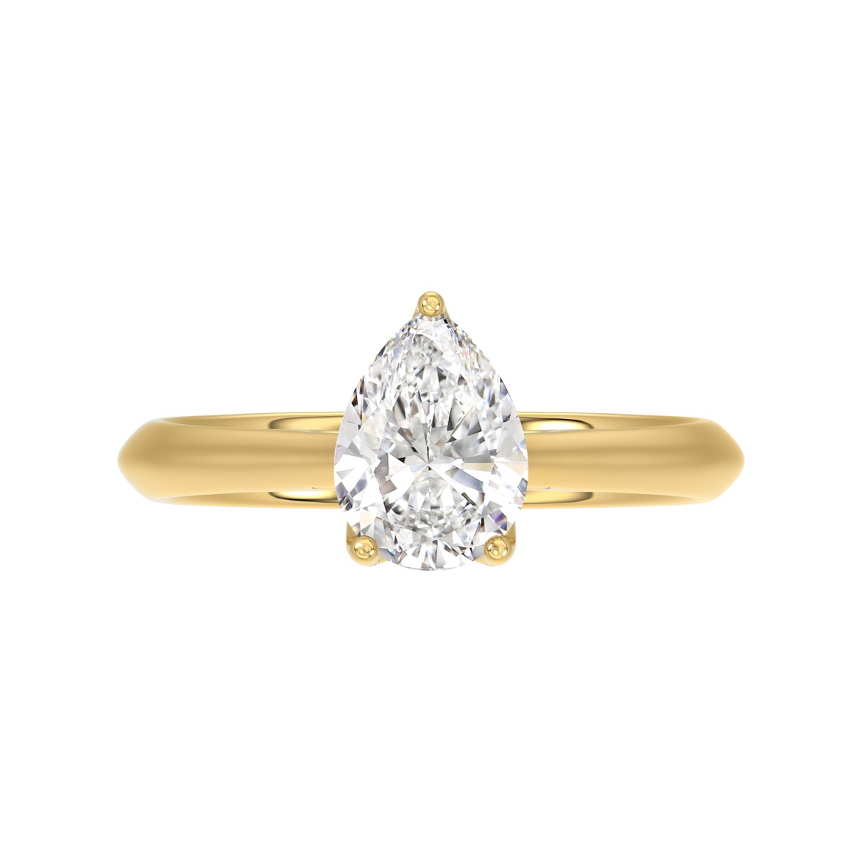 LADIES SOLITAIRE RING 1 1/2CT PEAR DIAMOND 14K YELLOW GOLD