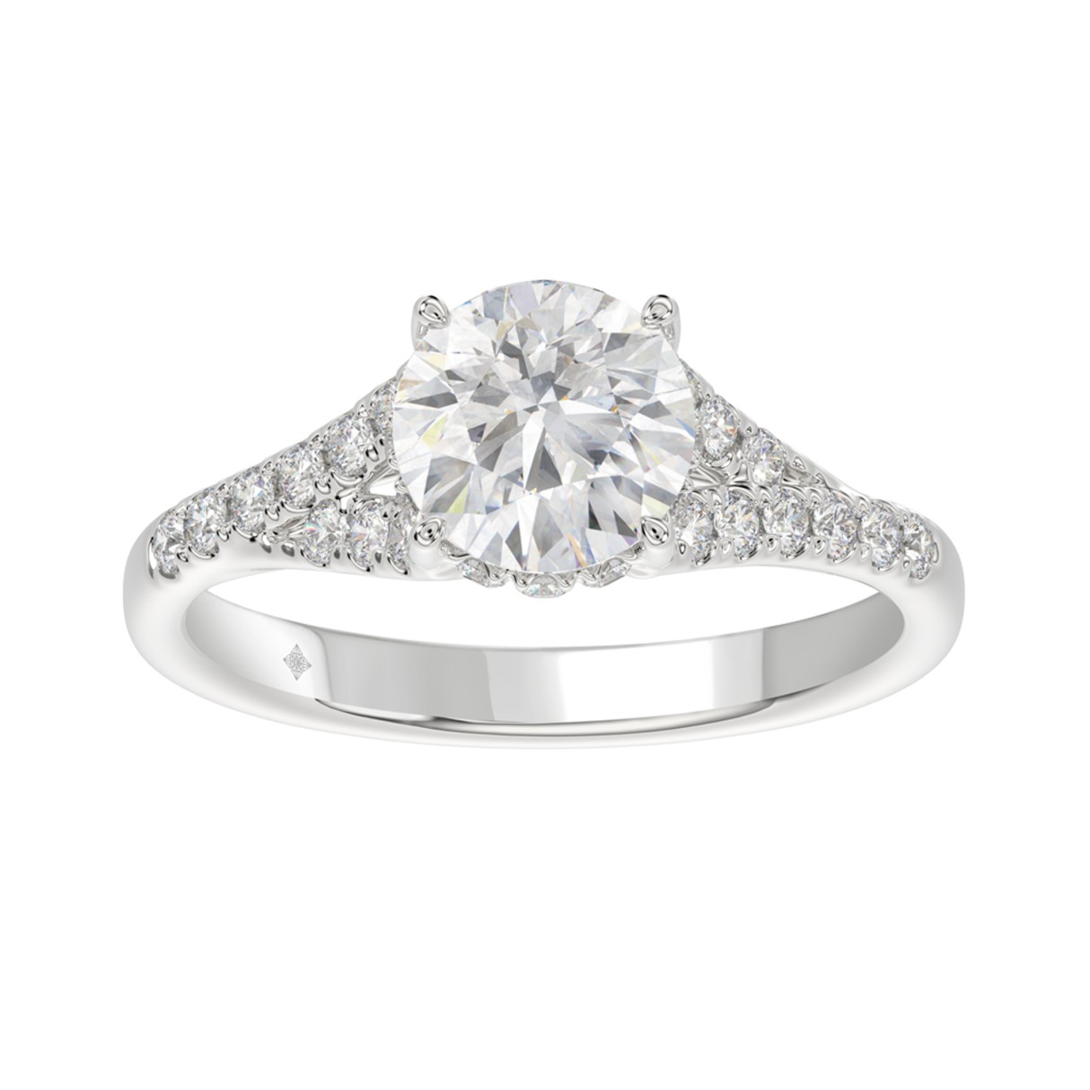 LADIES RING 2CT ROUND DIAMOND 14K WHITE GOLD (CENTER STONE ROUND DIAMOND 1 5/8CT )