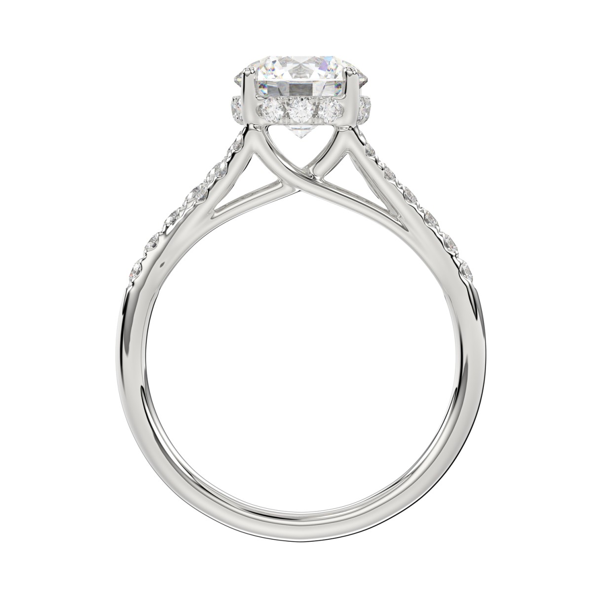 LADIES RING 2CT ROUND DIAMOND 14K WHITE GOLD (CENTER STONE ROUND DIAMOND 1 5/8CT )