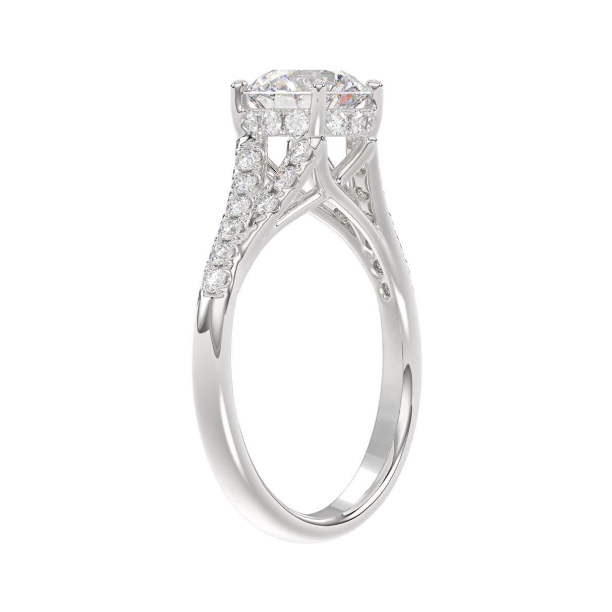 LADIES RING 2CT ROUND DIAMOND 14K WHITE GOLD (CENTER STONE ROUND DIAMOND 1 5/8CT )