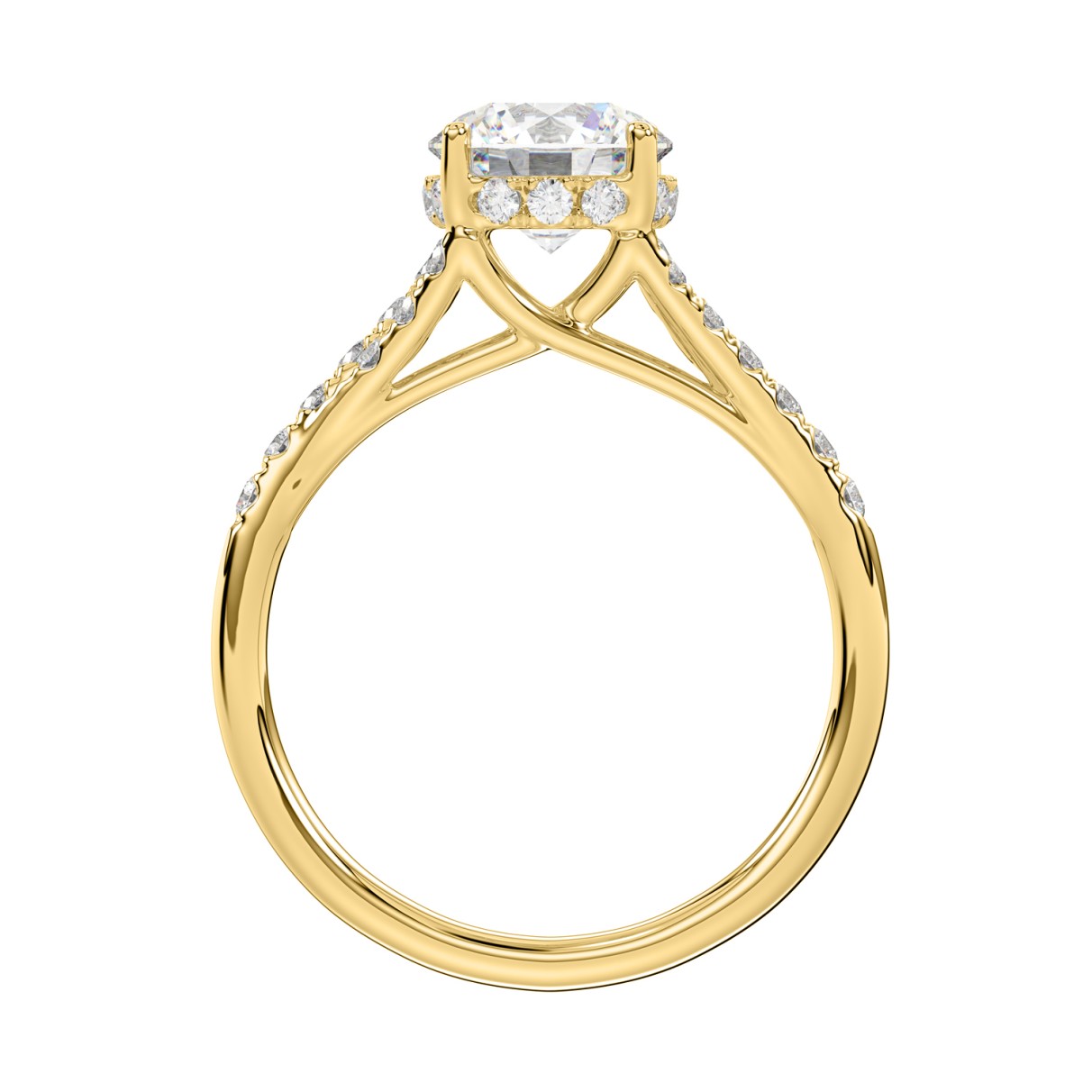 LADIES RING 2CT ROUND DIAMOND 14K YELLOW GOLD (CENTER STONE ROUND DIAMOND 1 5/8CT )