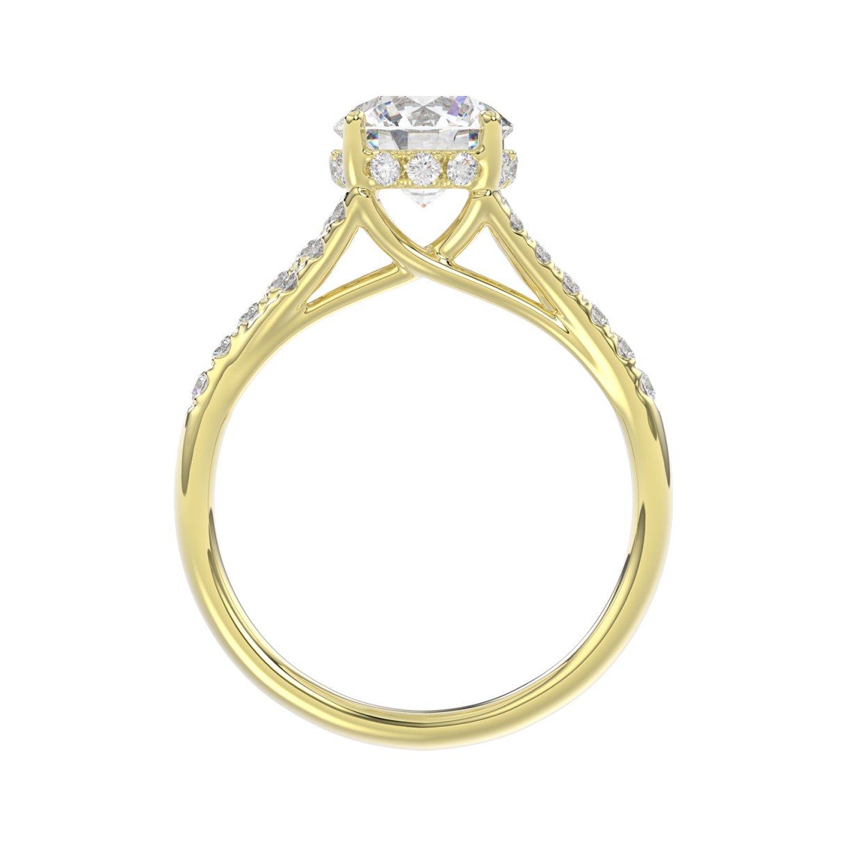 LADIES RING 2CT ROUND DIAMOND 14K YELLOW GOLD (CENTER STONE ROUND DIAMOND 1 5/8CT )