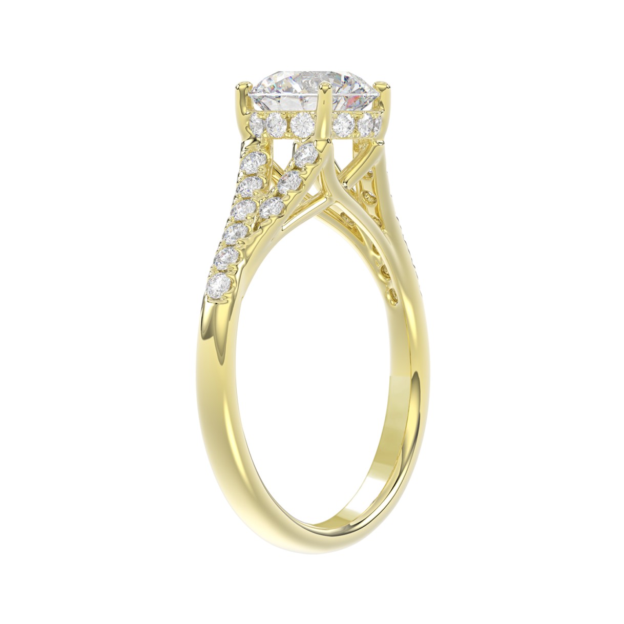 LADIES RING 2CT ROUND DIAMOND 14K YELLOW GOLD (CENTER STONE ROUND DIAMOND 1 5/8CT )