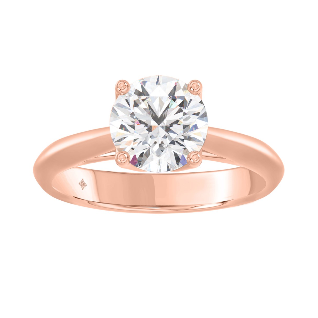 LADIES RING 2CT ROUND DIAMOND 14K ROSE GOLD
