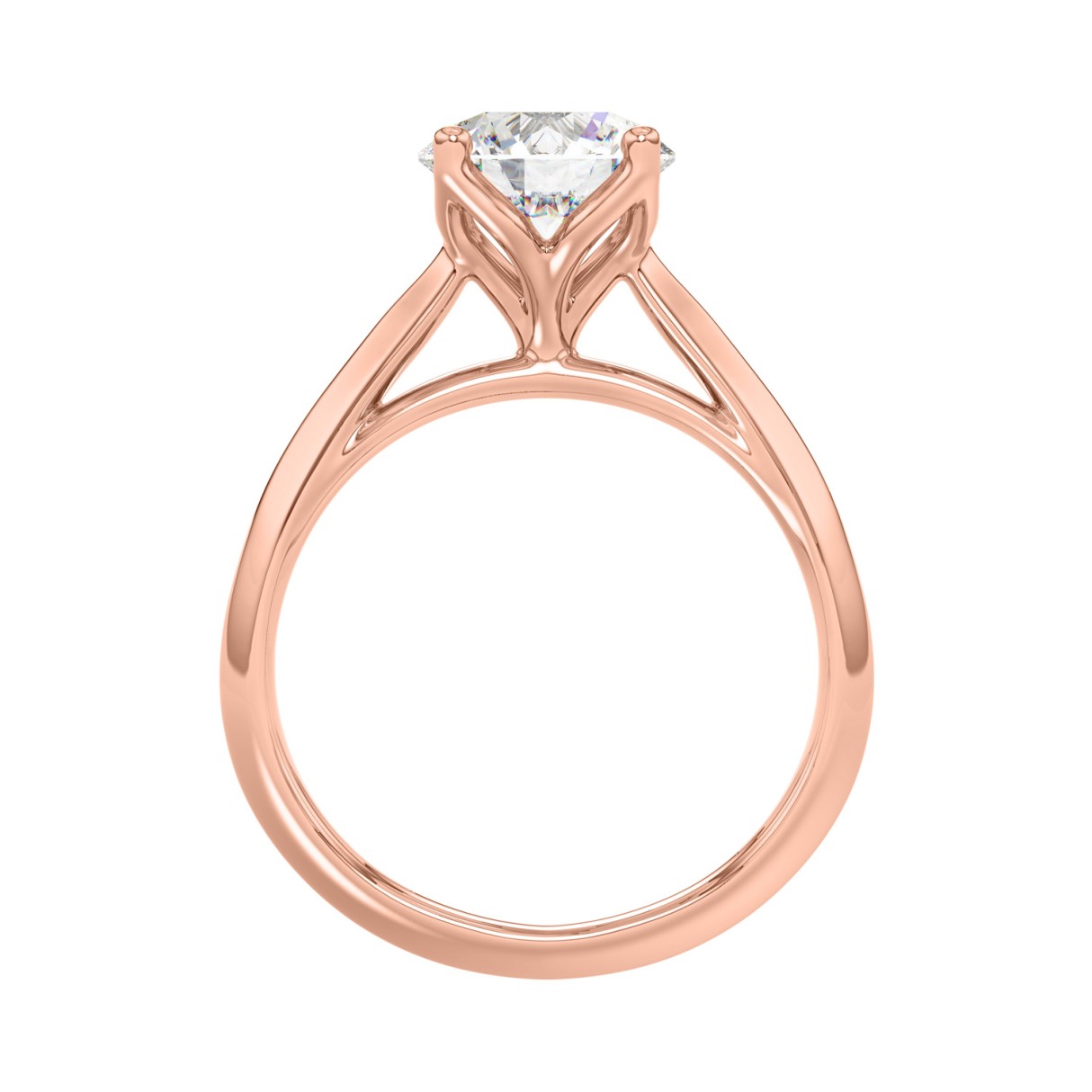 LADIES RING 2CT ROUND DIAMOND 14K ROSE GOLD
