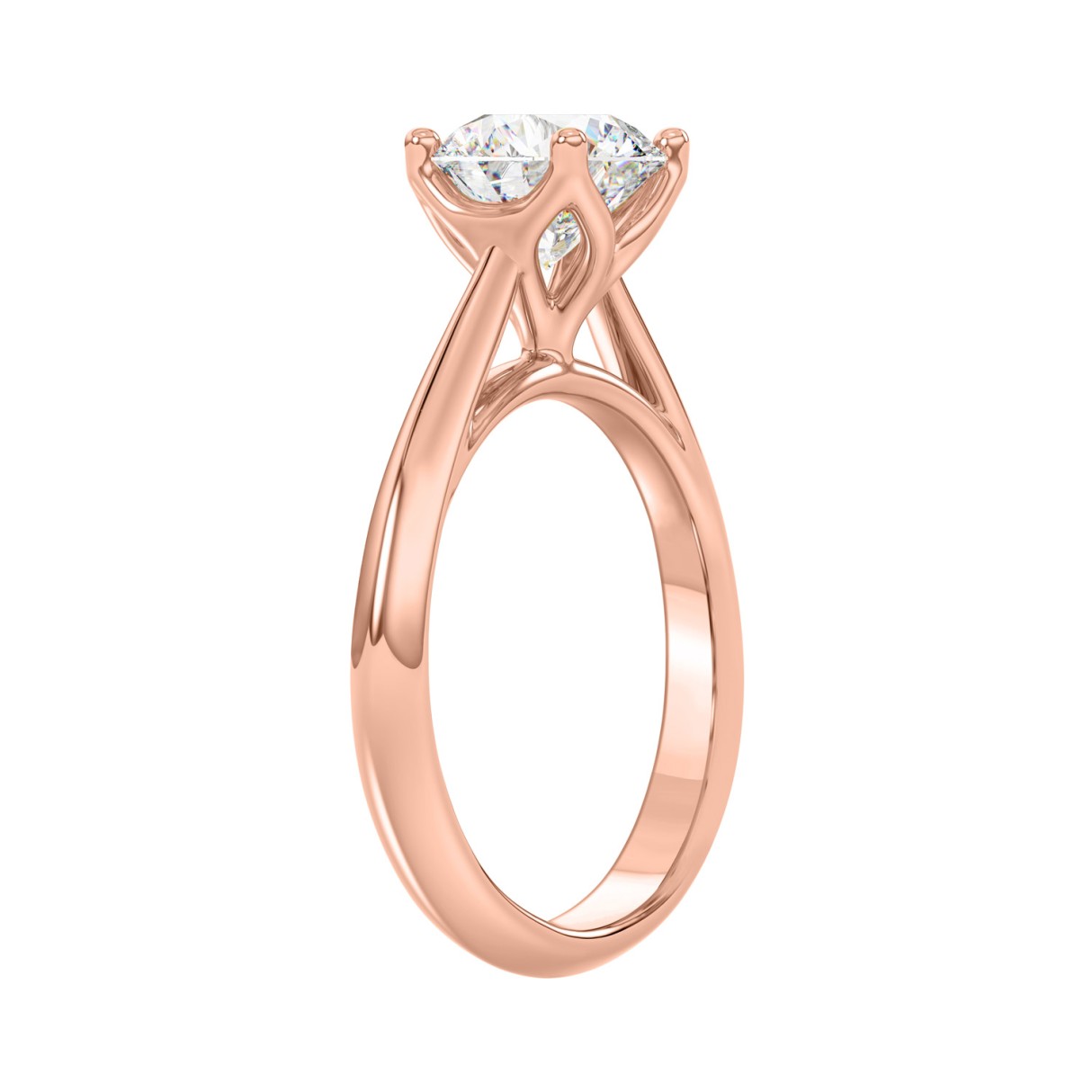 LADIES RING 2CT ROUND DIAMOND 14K ROSE GOLD