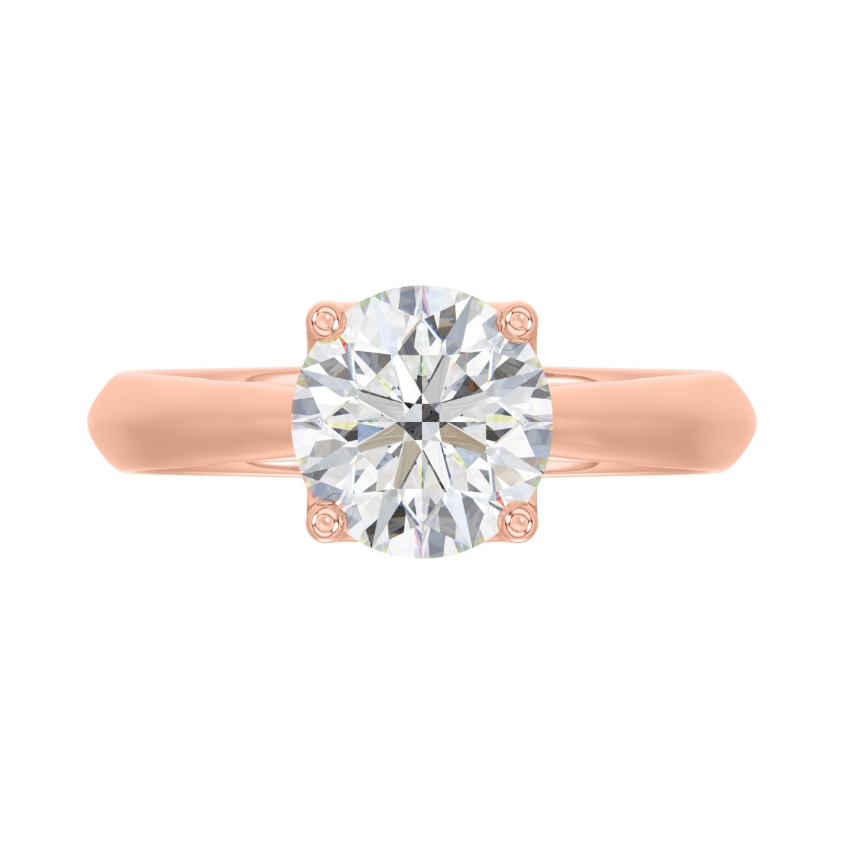 LADIES RING 2CT ROUND DIAMOND 14K ROSE GOLD
