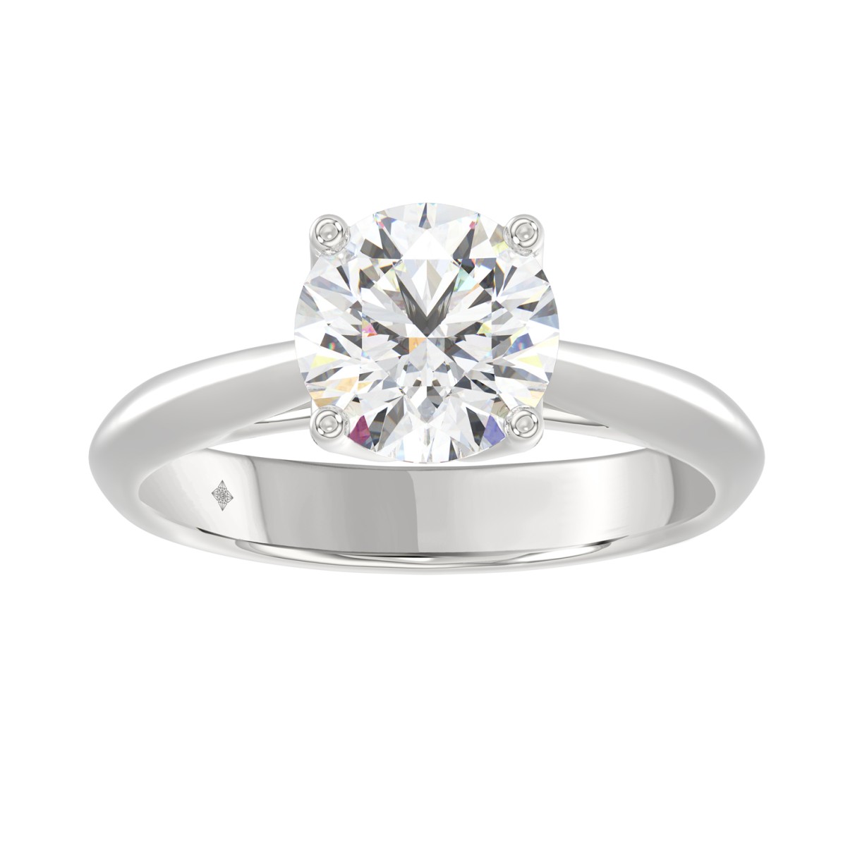 LADIES SOLITAIRE RING 2CT ROUND DIAMOND 14K WHITE GOLD