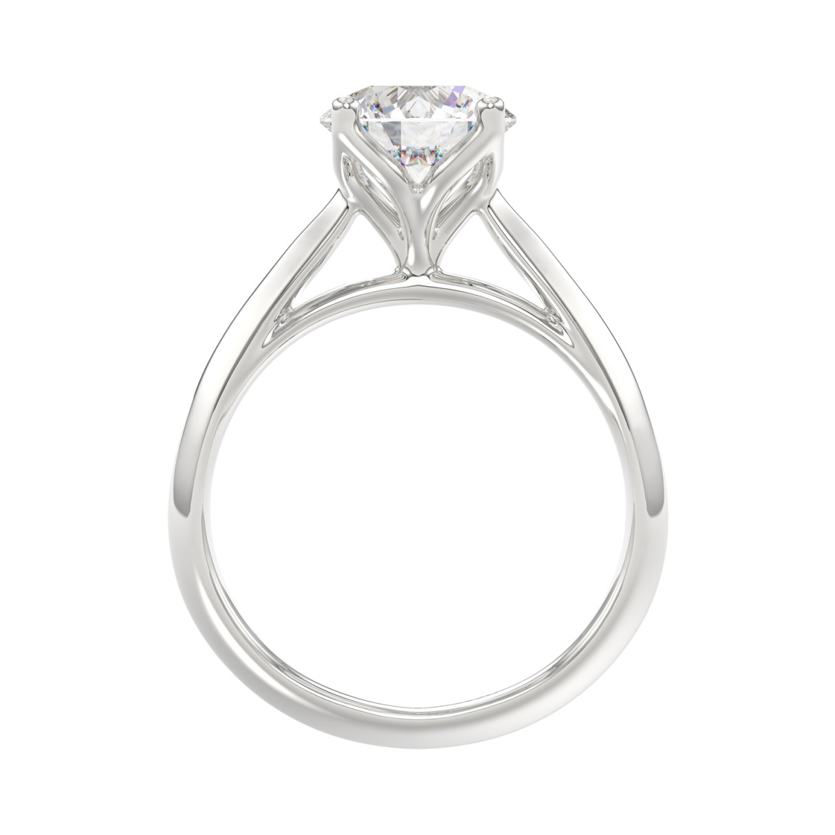 LADIES SOLITAIRE RING 2CT ROUND DIAMOND 14K WHITE GOLD