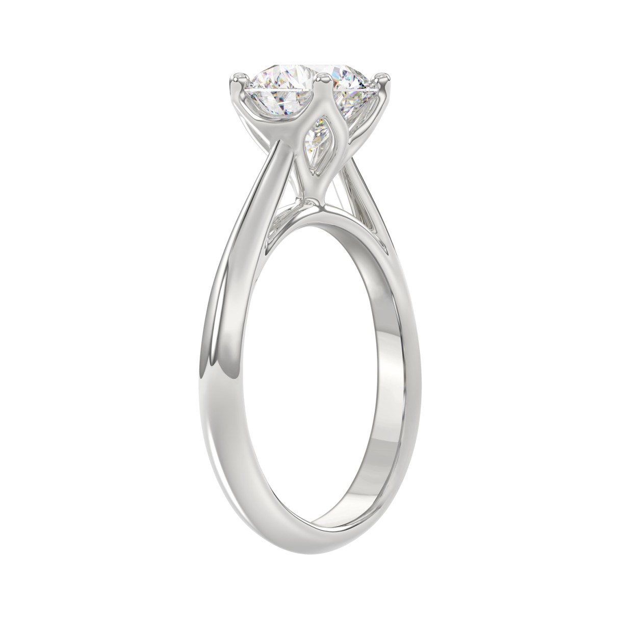 LADIES SOLITAIRE RING 2CT ROUND DIAMOND 14K WHITE GOLD