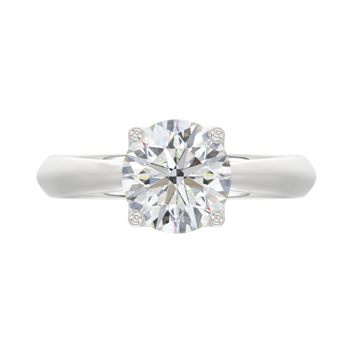 LADIES SOLITAIRE RING 2CT ROUND DIAMOND 14K WHITE GOLD