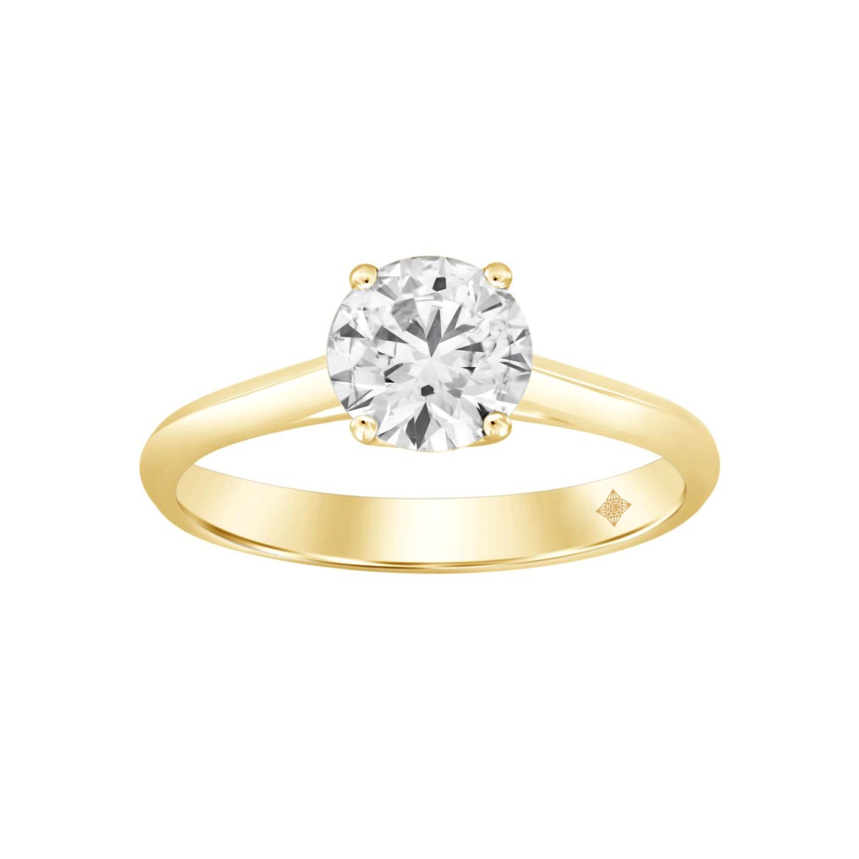 LADIES SOLITAIRE RING 2CT ROUND DIAMOND 14K YELLOW GOLD