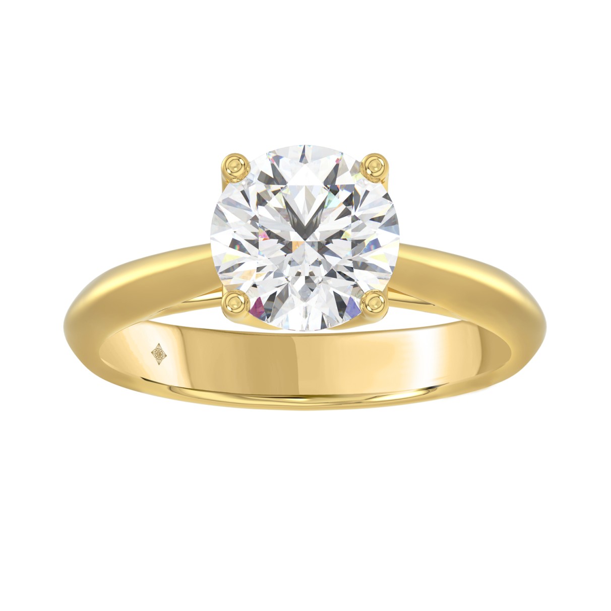 LADIES SOLITAIRE RING 2CT ROUND DIAMOND 14K YELLOW GOLD