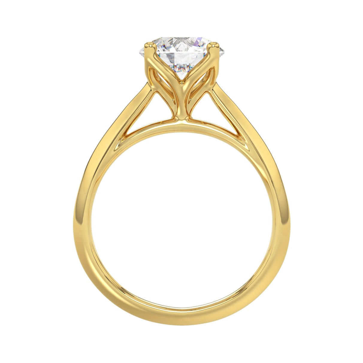 LADIES SOLITAIRE RING 2CT ROUND DIAMOND 14K YELLOW GOLD