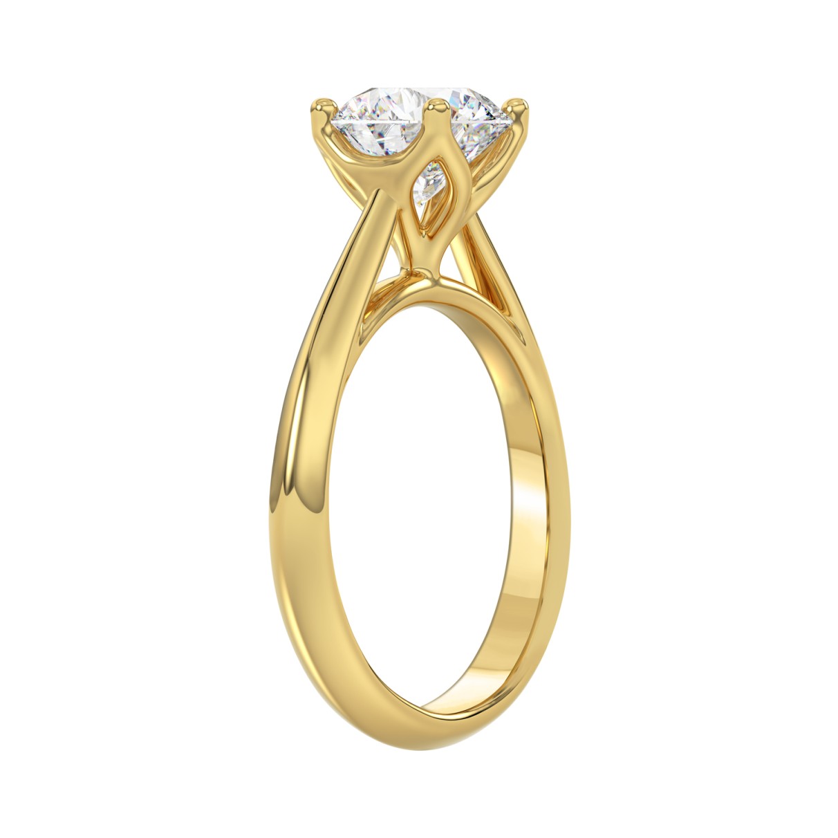 LADIES SOLITAIRE RING 2CT ROUND DIAMOND 14K YELLOW GOLD