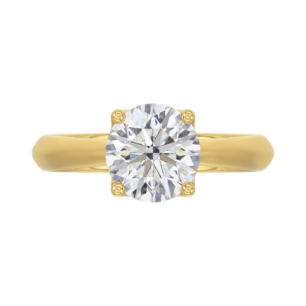 LADIES SOLITAIRE RING 2CT ROUND DIAMOND 14K YELLOW GOLD