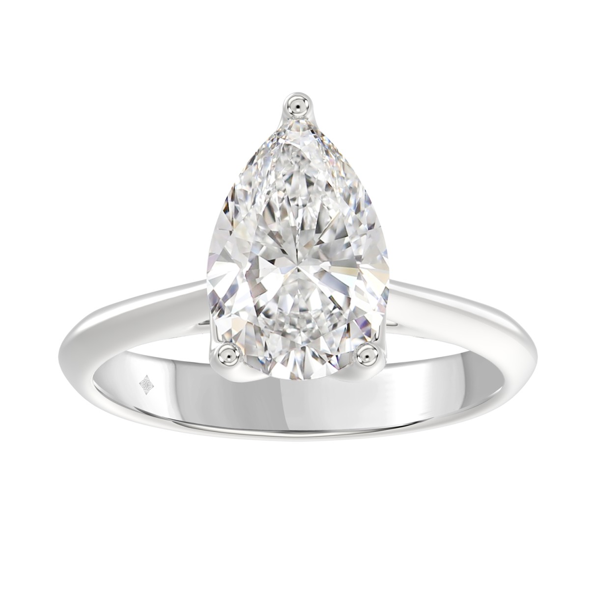 LADIES SOLITAIRE RING 3CT PEAR DIAMOND 14K WHITE G...