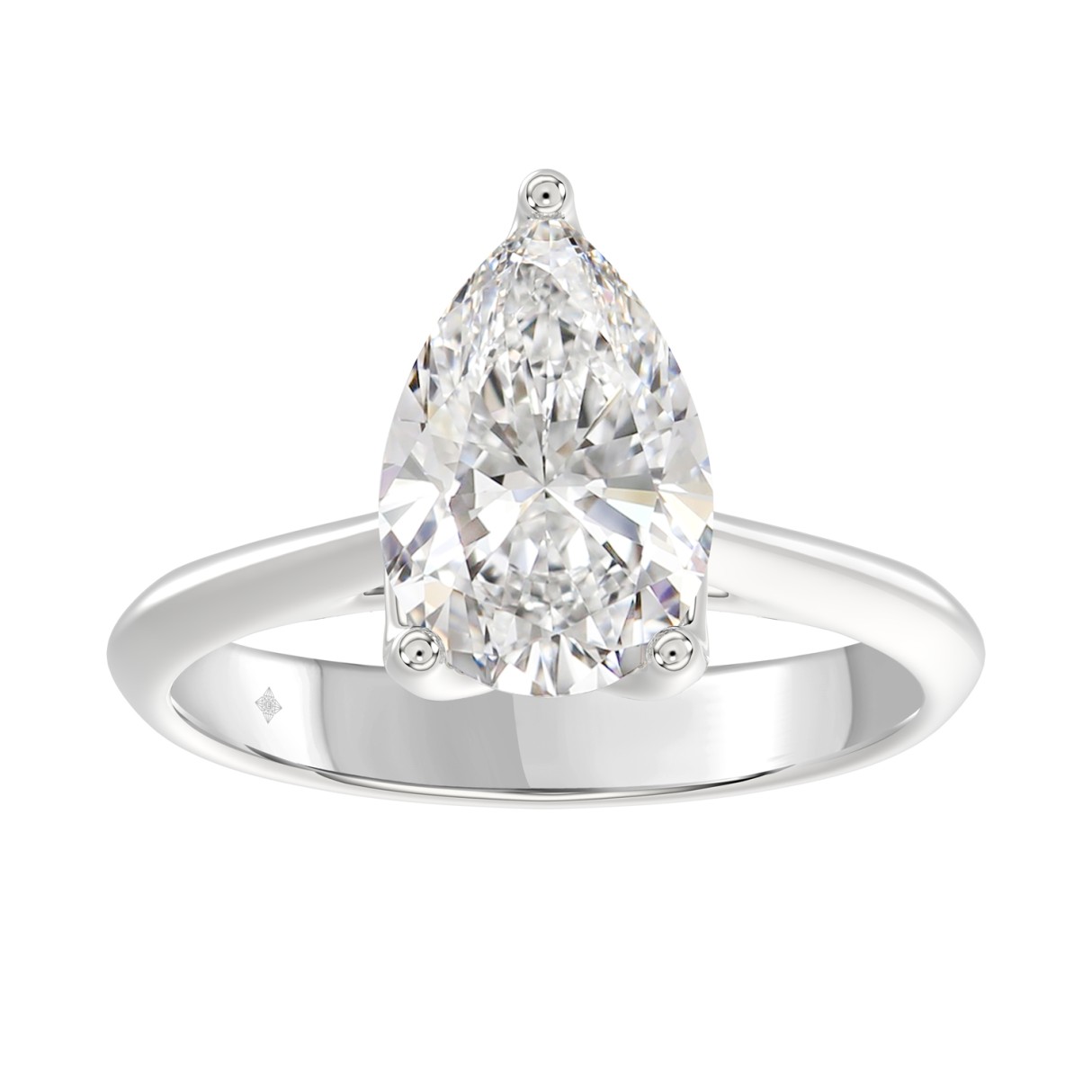 LADIES SOLITAIRE RING 3CT PEAR DIAMOND 14K WHITE GOLD