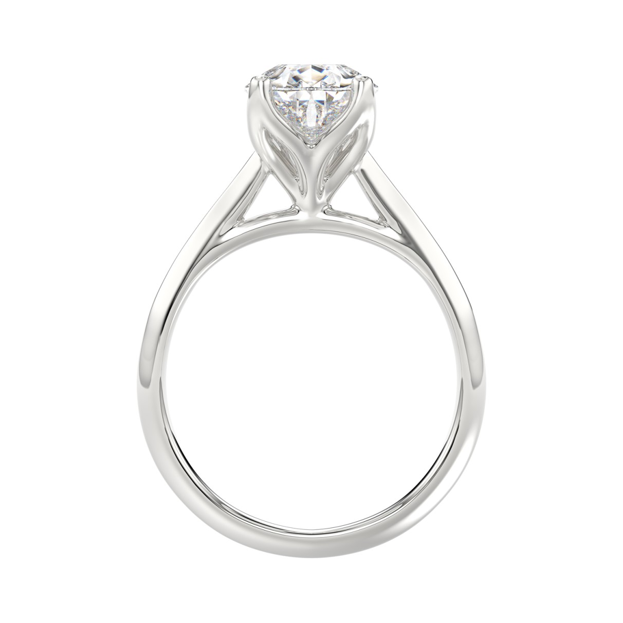 LADIES SOLITAIRE RING 3CT PEAR DIAMOND 14K WHITE GOLD