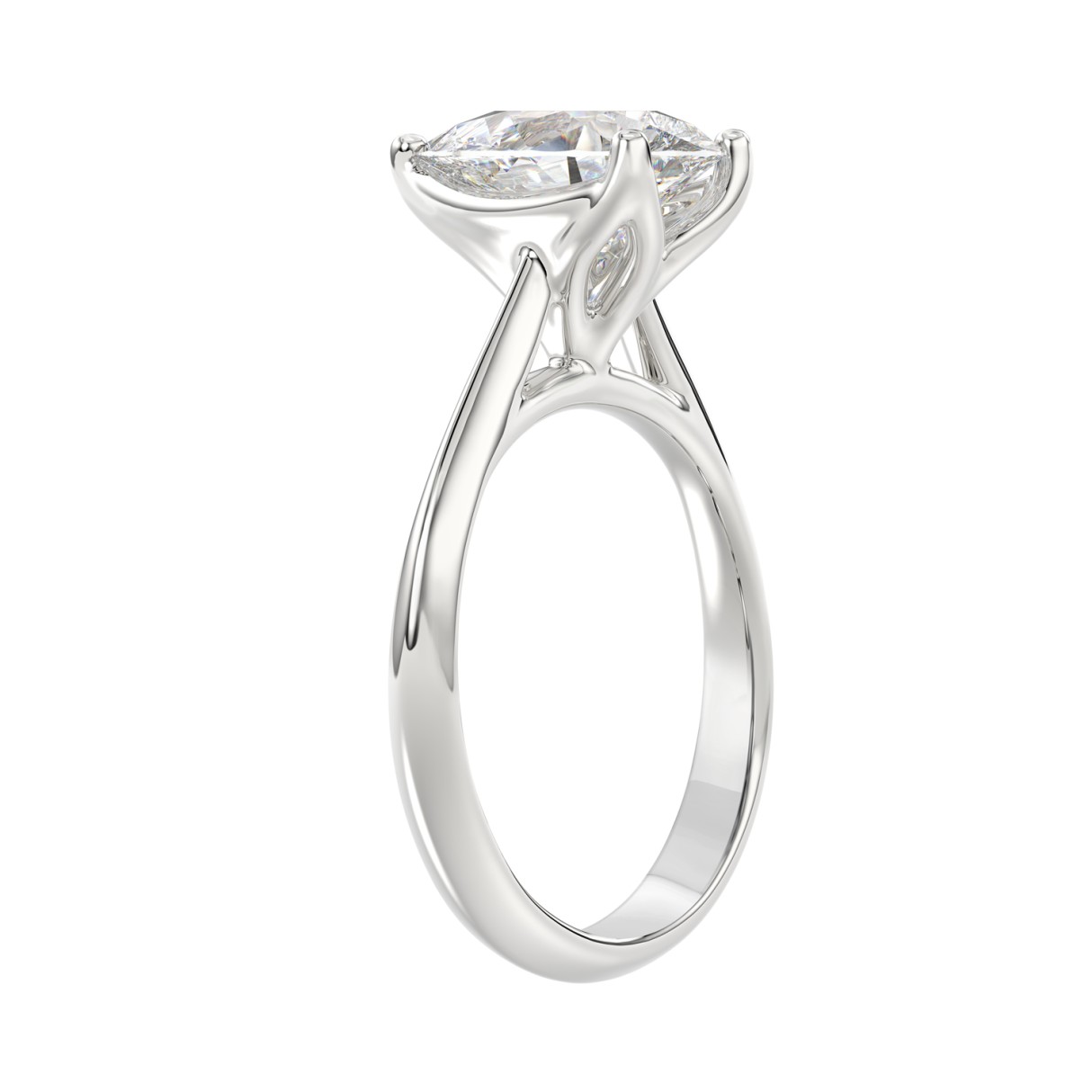 LADIES SOLITAIRE RING 3CT PEAR DIAMOND 14K WHITE GOLD