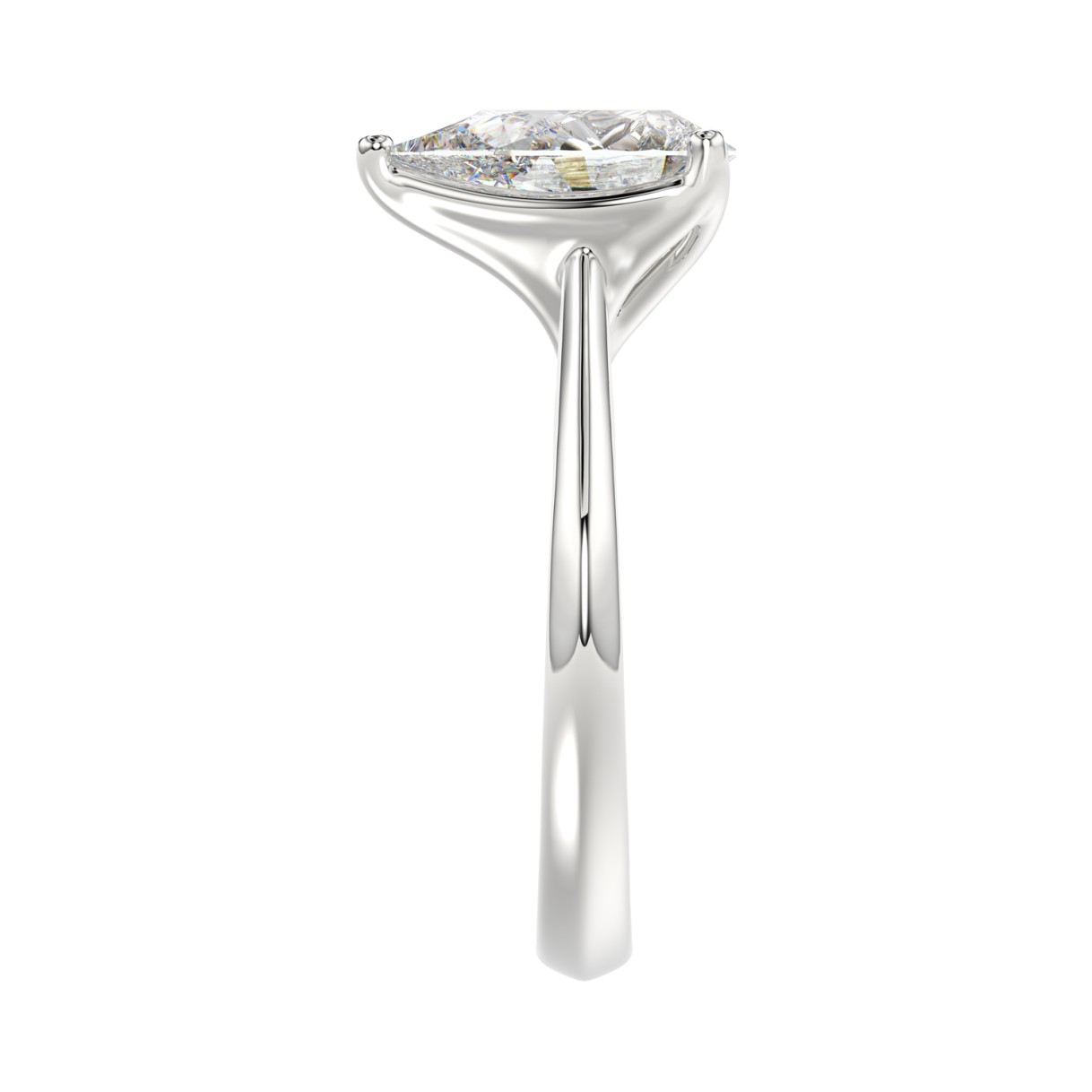 LADIES SOLITAIRE RING 3CT PEAR DIAMOND 14K WHITE GOLD