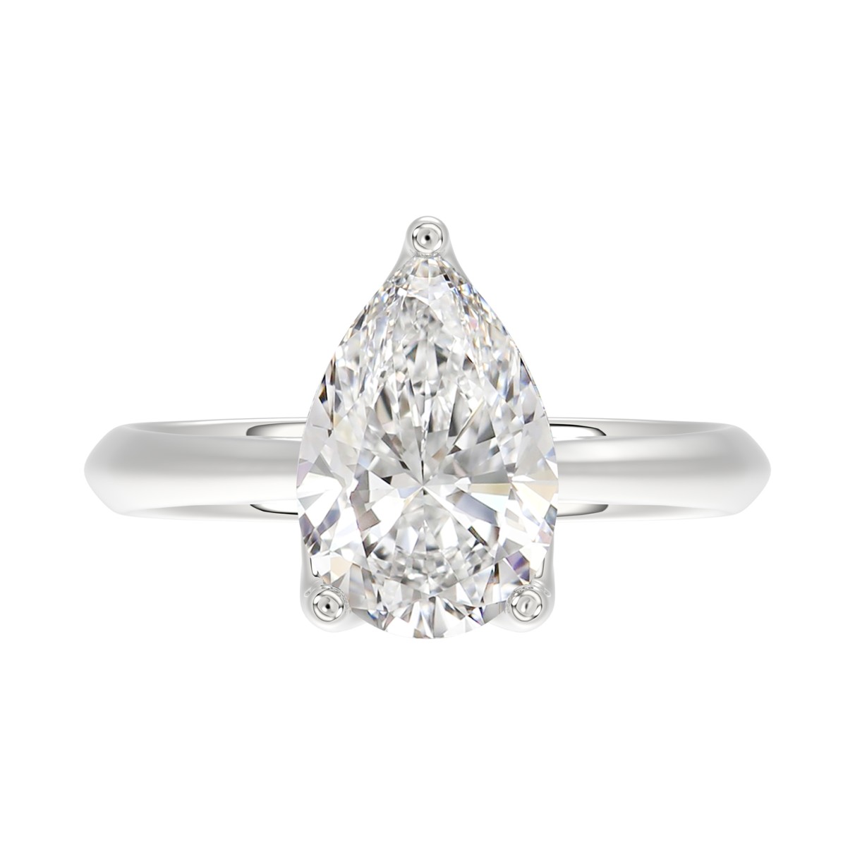 LADIES SOLITAIRE RING 3CT PEAR DIAMOND 14K WHITE GOLD