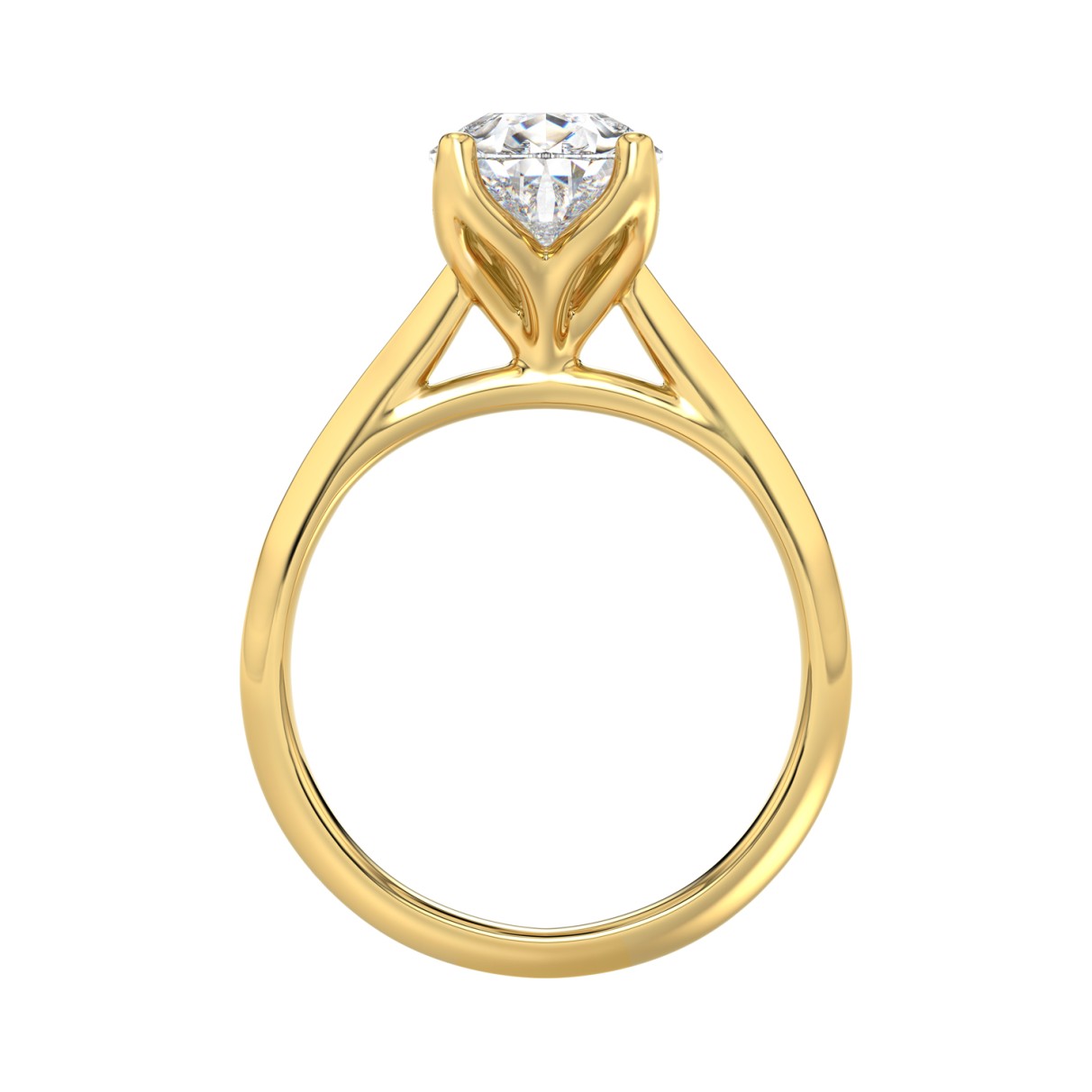 LADIES SOLITAIRE RING 3CT PEAR DIAMOND 14K YELLOW GOLD