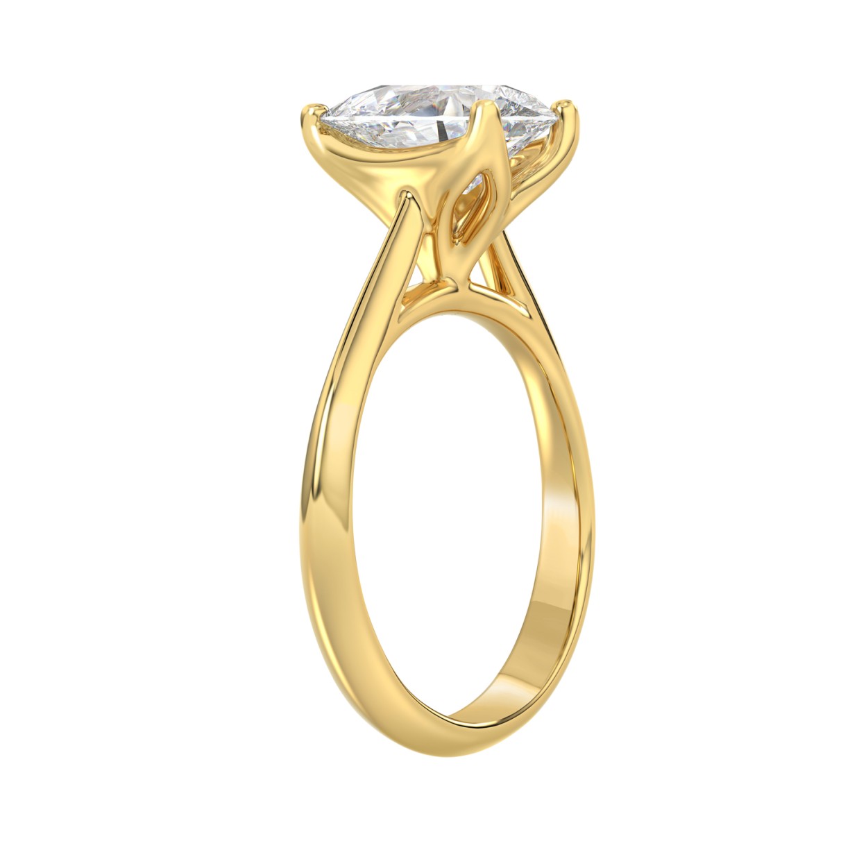 LADIES SOLITAIRE RING 3CT PEAR DIAMOND 14K YELLOW GOLD