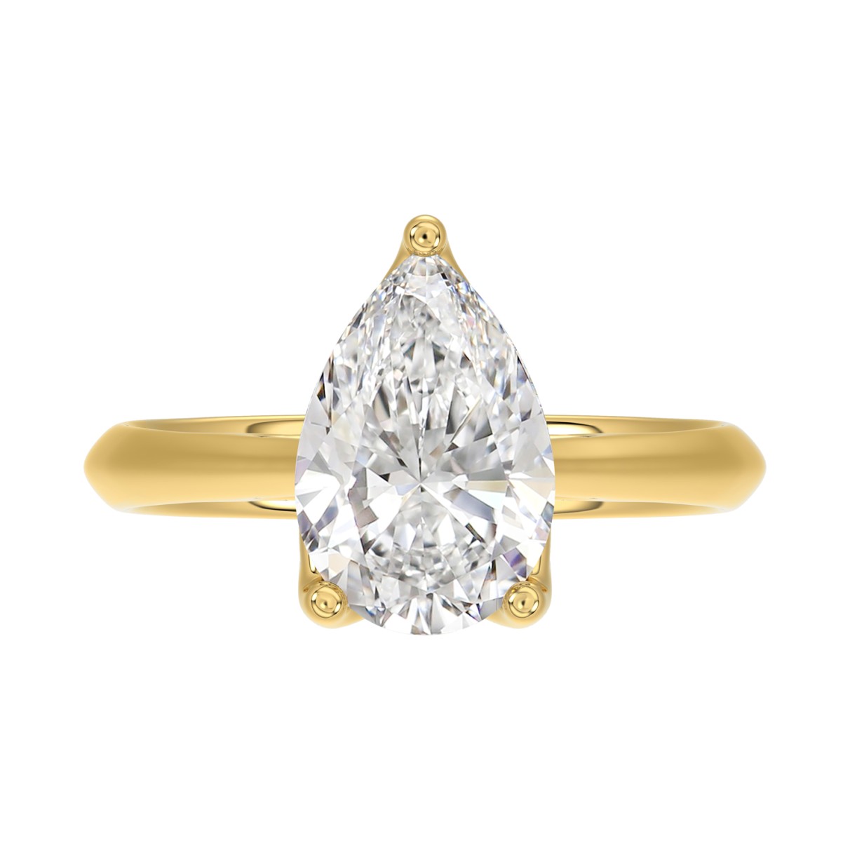 LADIES SOLITAIRE RING 3CT PEAR DIAMOND 14K YELLOW GOLD