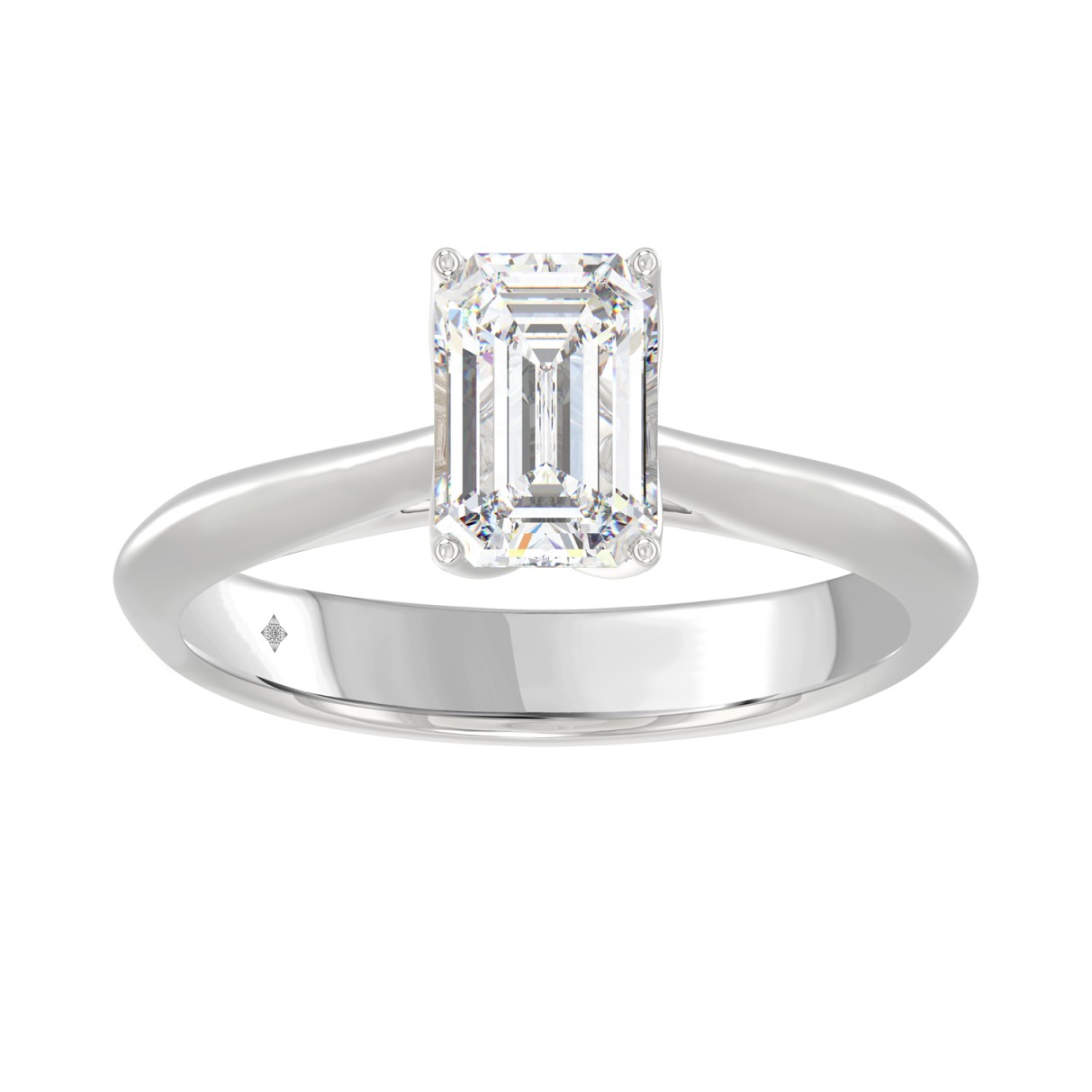 LADIES SOLITAIRE RING 1 1/2CT EMERALD DIAMOND 14K ...