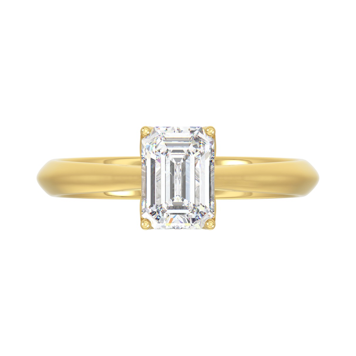 LADIES SOLITAIRE RING 1 1/2CT EMERALD DIAMOND 14K YELLOW GOLD