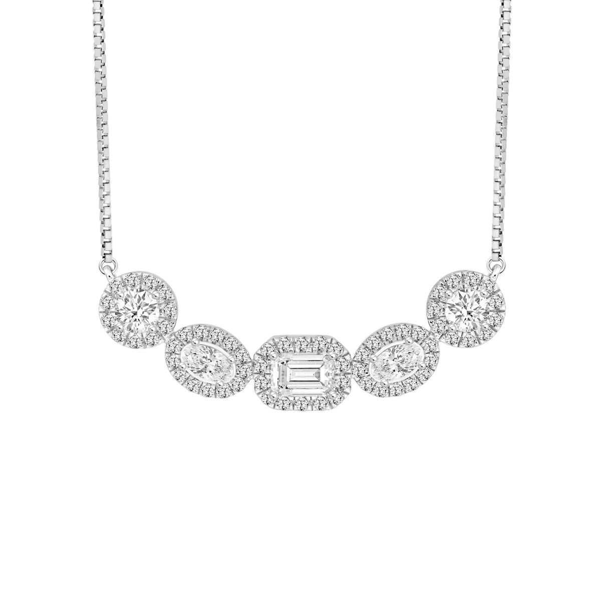 LADIES NECKLACE 2 1/2CT ROUND/OVAL/EMERALD DIAMOND...