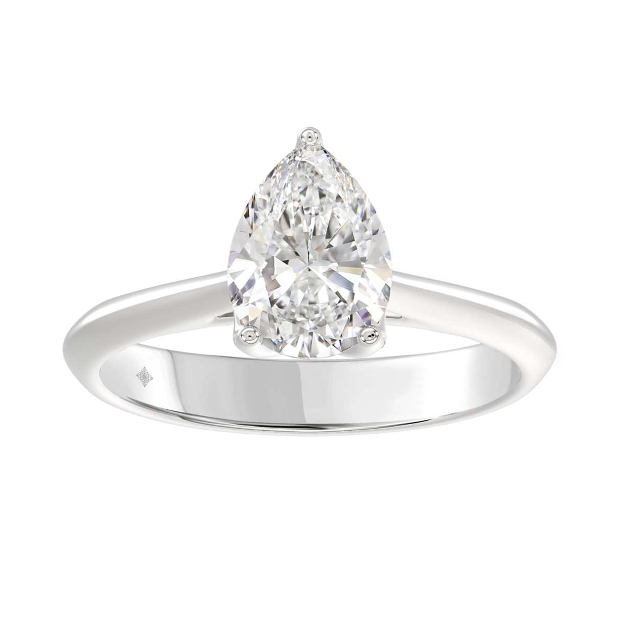 LADIES SOLITAIRE RING 2CT PEAR DIAMOND 14K WHITE GOLD