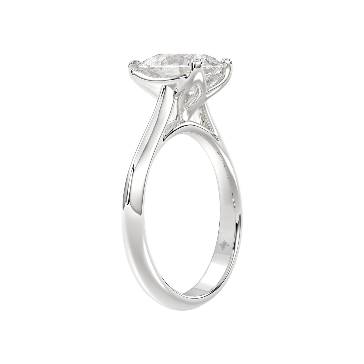 LADIES SOLITAIRE RING 2CT PEAR DIAMOND 14K WHITE GOLD