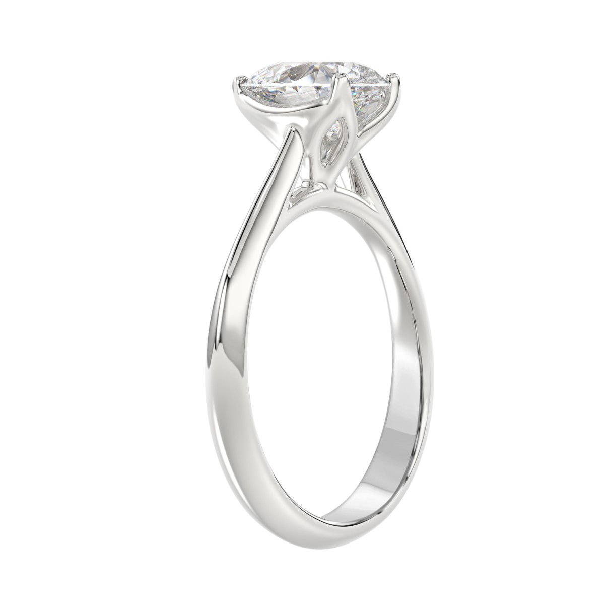 LADIES SOLITAIRE RING 2CT PEAR DIAMOND 14K WHITE GOLD