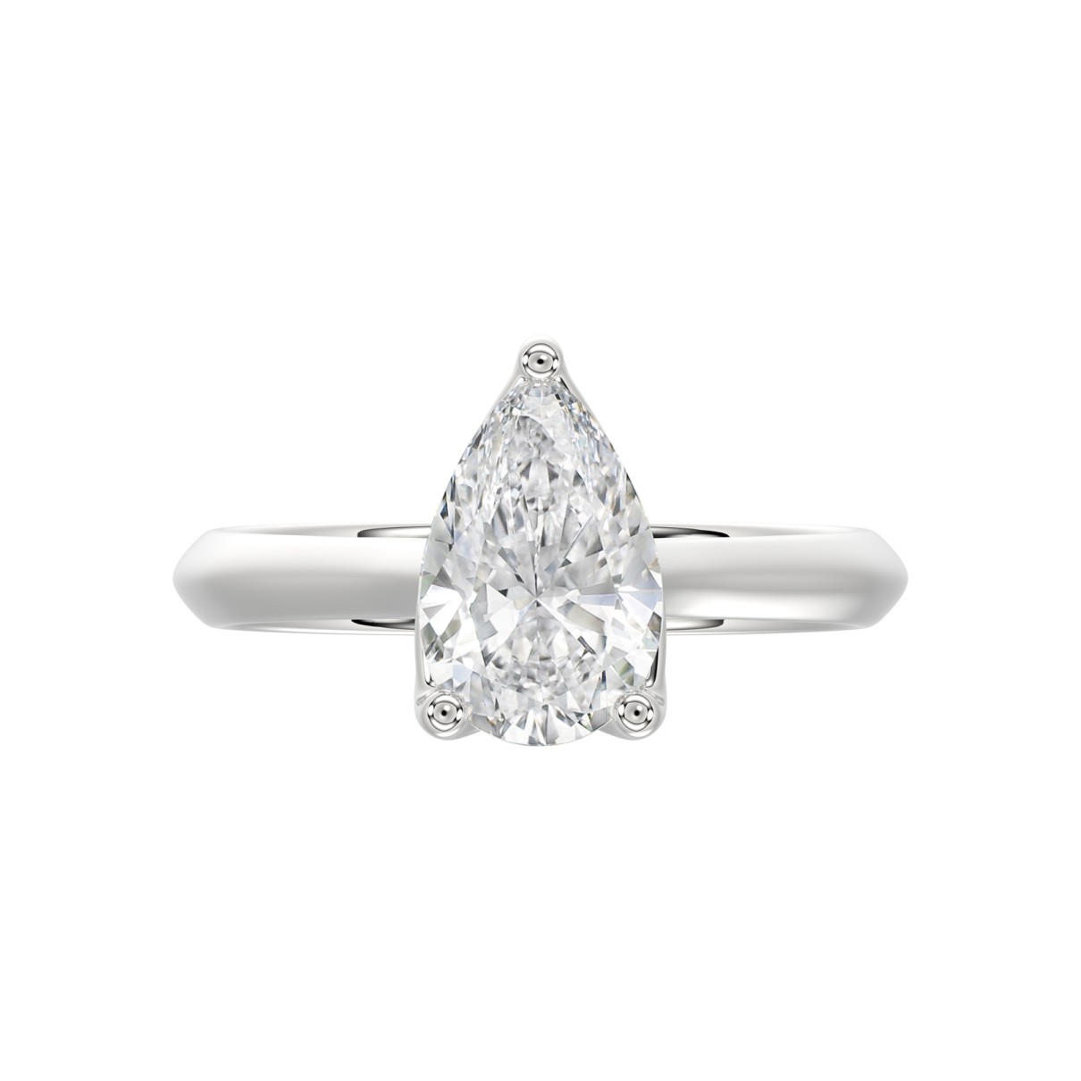 LADIES SOLITAIRE RING 2CT PEAR DIAMOND 14K WHITE GOLD