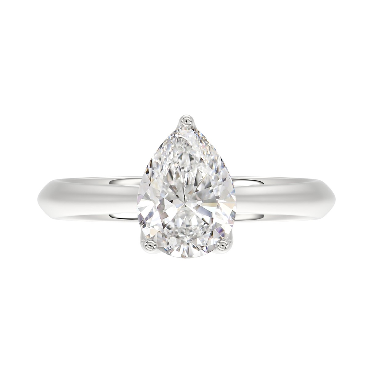 LADIES SOLITAIRE RING 2CT PEAR DIAMOND 14K WHITE GOLD