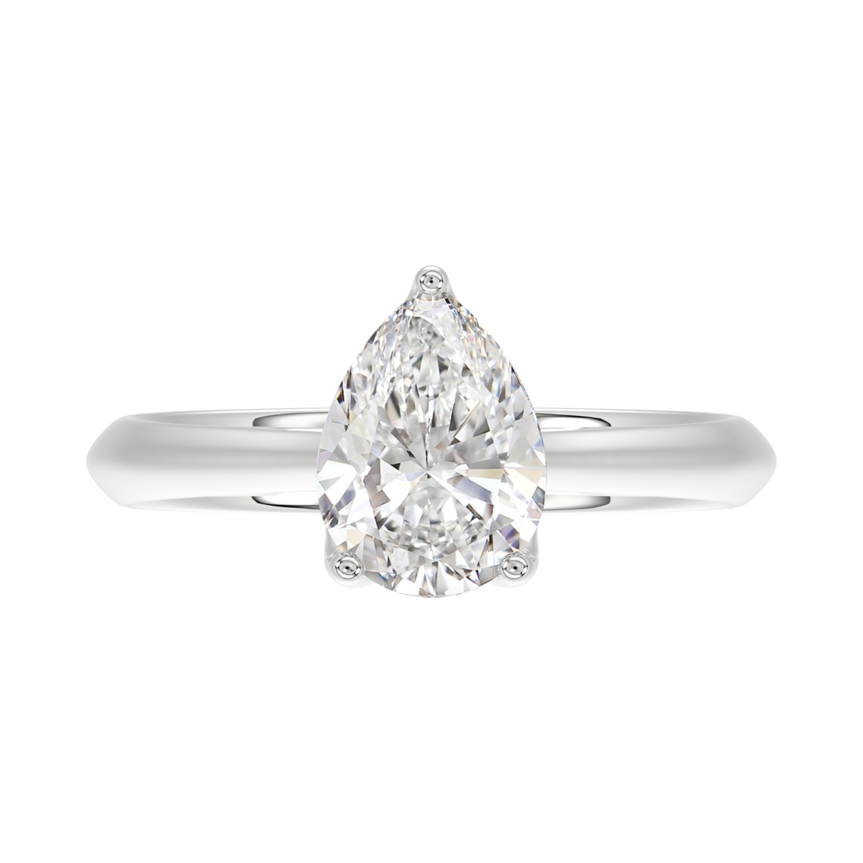 LADIES SOLITAIRE RING 2CT PEAR DIAMOND 14K WHITE GOLD