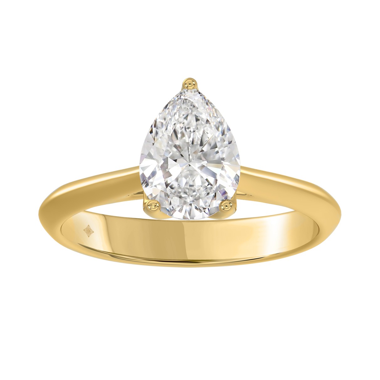 LADIES SOLITAIRE RING 2CT PEAR DIAMOND 14K YELLOW GOLD