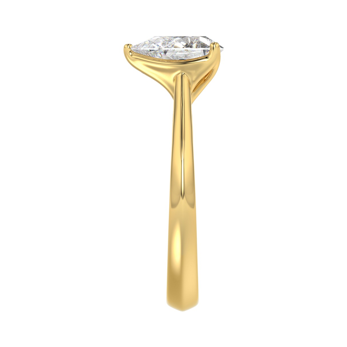 LADIES SOLITAIRE RING 2CT PEAR DIAMOND 14K YELLOW GOLD