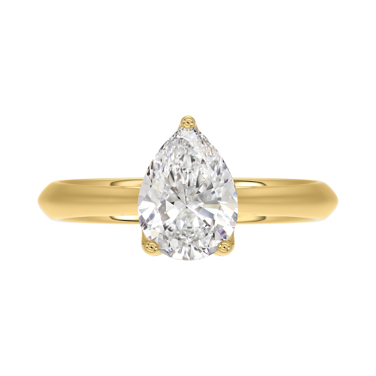 LADIES SOLITAIRE RING 2CT PEAR DIAMOND 14K YELLOW GOLD