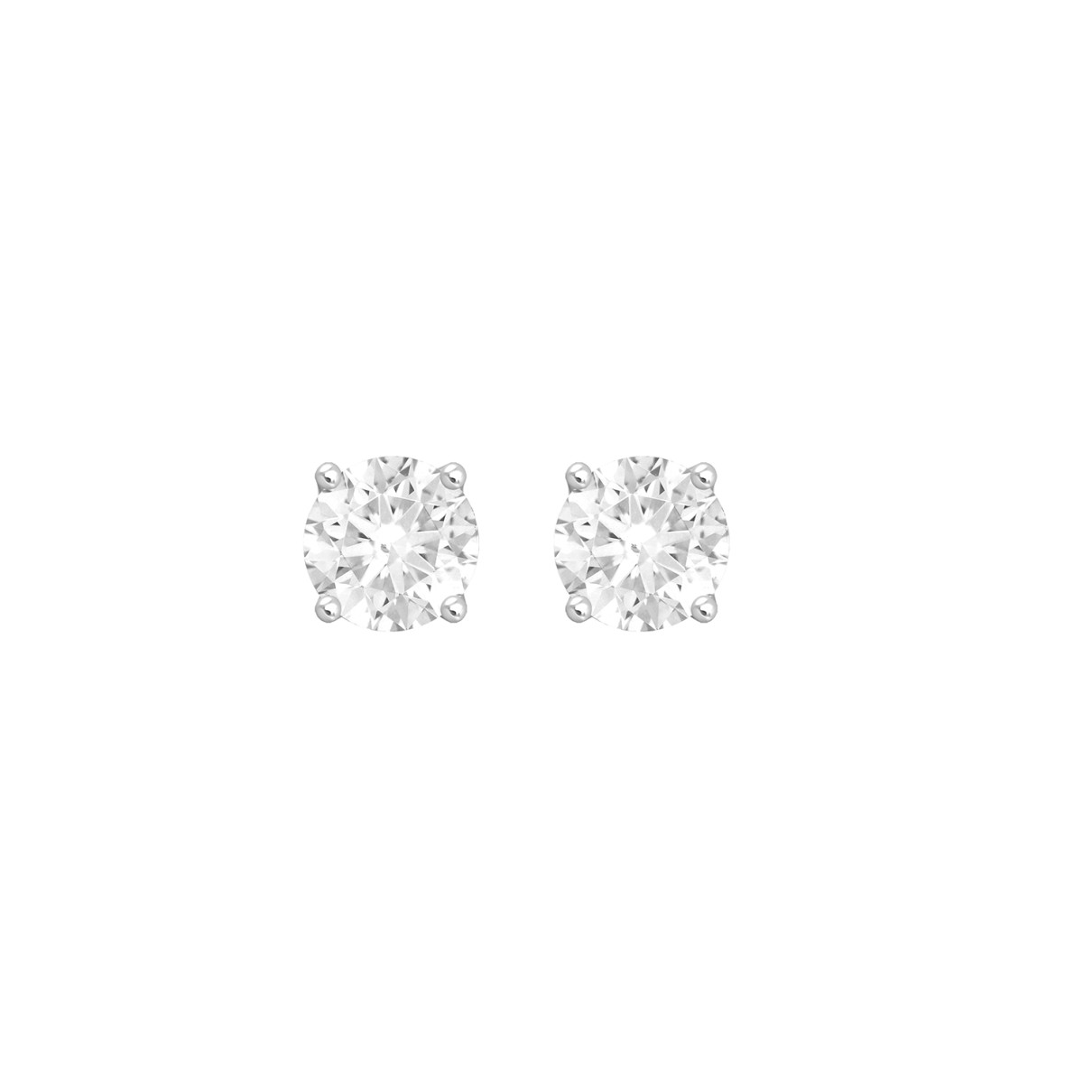 LADIES SOLITAIRE EARRINGS 1 1/2CT ROUND DIAMOND 14K WHITE GOLD