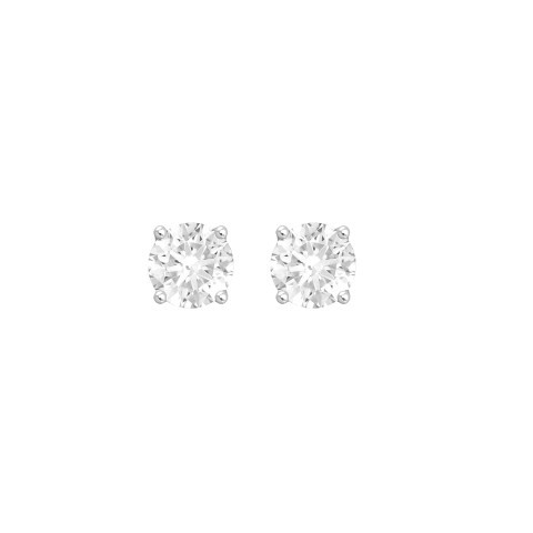 LADIES SOLITAIRE EARRINGS 1 1/2CT ROUND DIAMOND 14K WHITE GOLD