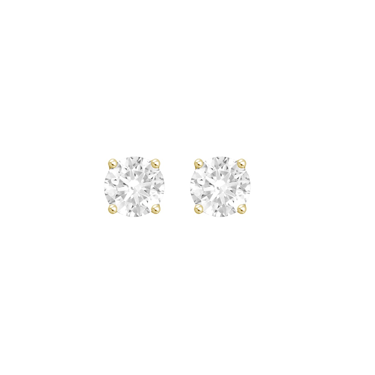 LADIES SOLITAIRE EARRINGS 1 1/2CT ROUND DIAMOND 14K YELLOW GOLD