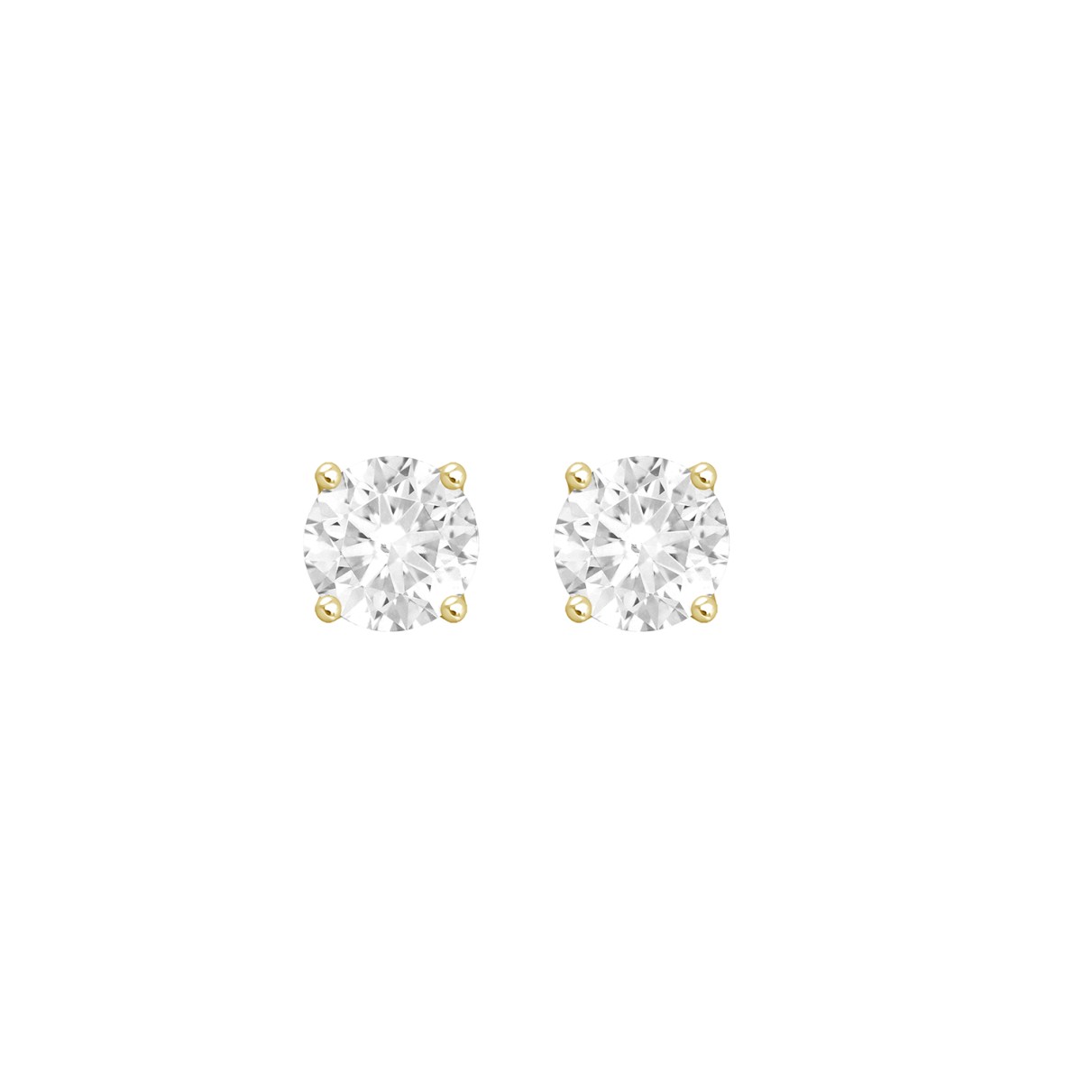 LADIES SOLITAIRE EARRINGS 1 1/2CT ROUND DIAMOND 14K YELLOW GOLD