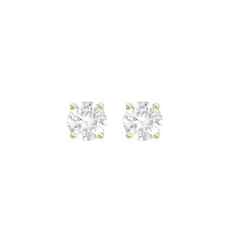 LADIES SOLITAIRE EARRINGS  1 1/2CT ROUND DIAMOND 14K YELLOW GOLD